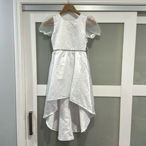 New w/Tags- EMERALD GUMDROPS white dress, silver sparkle. High/low Girls size 7